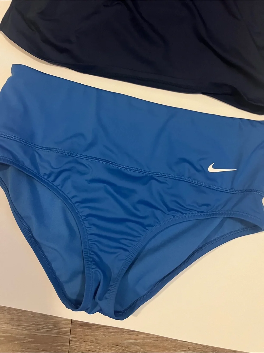 Nike Blue & Black Racerback Tankini Set with Yellow Trim